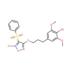 COc1cc(CCCOc2no[n+]([O-])c2S(=O)(=O)c2ccccc2)cc(OC)c1O ZINC000038143398