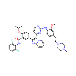 COc1cc(CCN2CCN(C)CC2)ccc1Nc1nccc(-c2c(-c3ccc(OC(C)C)c(C(=O)Nc4c(F)cccc4F)c3)nc3ccccn23)n1 ZINC000165069031