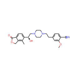 COc1cc(CCN2CCN(C[C@@H](O)c3ccc4c(c3C)COC4=O)CC2)ccc1C#N ZINC000473111554