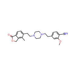 COc1cc(CCN2CCN(CCc3ccc4c(c3C)COC4=O)CC2)ccc1C#N ZINC000145037728