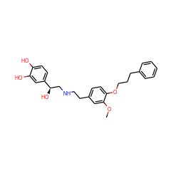 COc1cc(CCNC[C@@H](O)c2ccc(O)c(O)c2)ccc1OCCCc1ccccc1 ZINC000653849301