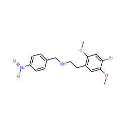 COc1cc(CCNCc2ccc([N+](=O)[O-])cc2)c(OC)cc1Br ZINC000013737386