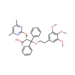 COc1cc(CCOC(c2ccccc2)(c2ccccc2)[C@@H](Oc2nc(C)cc(C)n2)C(=O)O)cc(OC)c1OC ZINC000026821871