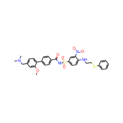 COc1cc(CN(C)C)ccc1-c1ccc(C(=O)NS(=O)(=O)c2ccc(NCCSc3ccccc3)c([N+](=O)[O-])c2)cc1 ZINC000028568909