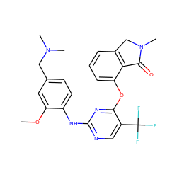 COc1cc(CN(C)C)ccc1Nc1ncc(C(F)(F)F)c(Oc2cccc3c2C(=O)N(C)C3)n1 ZINC000138466485