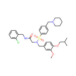 COc1cc(CN(CC(=O)NCc2ccccc2Cl)S(=O)(=O)c2ccc(CN3CCCCC3)cc2)ccc1OCC(C)C ZINC000044307970