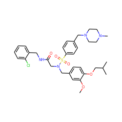 COc1cc(CN(CC(=O)NCc2ccccc2Cl)S(=O)(=O)c2ccc(CN3CCN(C)CC3)cc2)ccc1OCC(C)C ZINC000044281483