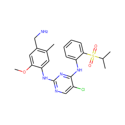 COc1cc(CN)c(C)cc1Nc1ncc(Cl)c(Nc2ccccc2S(=O)(=O)C(C)C)n1 ZINC001772577933