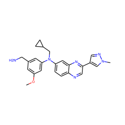 COc1cc(CN)cc(N(CC2CC2)c2ccc3ncc(-c4cnn(C)c4)nc3c2)c1 ZINC000204147055