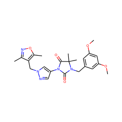 COc1cc(CN2C(=O)N(c3cnn(Cc4c(C)noc4C)c3)C(=O)C2(C)C)cc(OC)c1 ZINC000115731931