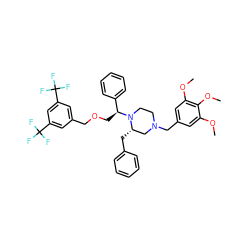 COc1cc(CN2CCN([C@@H](COCc3cc(C(F)(F)F)cc(C(F)(F)F)c3)c3ccccc3)[C@@H](Cc3ccccc3)C2)cc(OC)c1OC ZINC000027441937