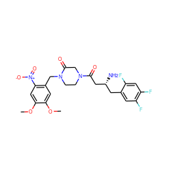 COc1cc(CN2CCN(C(=O)C[C@H](N)Cc3cc(F)c(F)cc3F)CC2=O)c([N+](=O)[O-])cc1OC ZINC000071340256