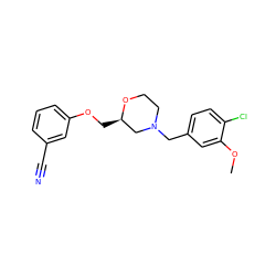 COc1cc(CN2CCO[C@H](COc3cccc(C#N)c3)C2)ccc1Cl ZINC000653714994