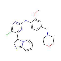 COc1cc(CN2CCOCC2)ccc1Nc1ncc(Cl)c(-c2cnc3ccccn23)n1 ZINC000072176274