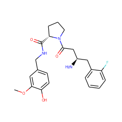 COc1cc(CNC(=O)[C@@H]2CCCN2C(=O)C[C@H](N)Cc2ccccc2F)ccc1O ZINC000014958983