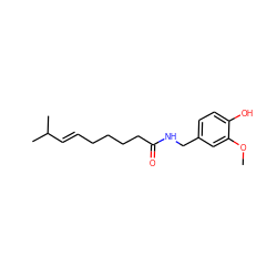 COc1cc(CNC(=O)CCCC/C=C/C(C)C)ccc1O ZINC000001530575