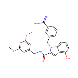 COc1cc(CNC(=O)c2cc3c(O)cccc3n2Cc2cccc(C(=N)N)c2)cc(OC)c1 ZINC000003831879