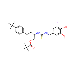 COc1cc(CNC(=S)N[C@@H](CCc2ccc(C(C)(C)C)cc2)COC(=O)C(C)(C)C)cc(I)c1O ZINC000028881655