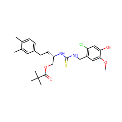 COc1cc(CNC(=S)N[C@@H](CCc2ccc(C)c(C)c2)COC(=O)C(C)(C)C)c(Cl)cc1O ZINC000028881742