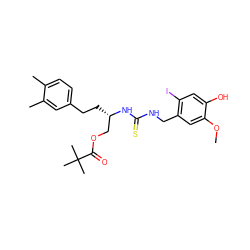 COc1cc(CNC(=S)N[C@@H](CCc2ccc(C)c(C)c2)COC(=O)C(C)(C)C)c(I)cc1O ZINC000028881779