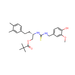 COc1cc(CNC(=S)N[C@@H](CCc2ccc(C)c(C)c2)COC(=O)C(C)(C)C)ccc1O ZINC000028881697