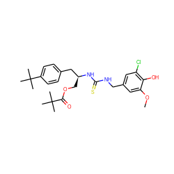 COc1cc(CNC(=S)N[C@@H](COC(=O)C(C)(C)C)Cc2ccc(C(C)(C)C)cc2)cc(Cl)c1O ZINC000028881807