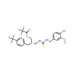 COc1cc(CNC(=S)NC[C@@H](COC(=O)C(C)(C)C)Cc2ccc(C(C)(C)C)cc2)ccc1O ZINC000013523856