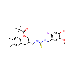 COc1cc(CNC(=S)NC[C@@H](COC(=O)C(C)(C)C)Cc2ccc(C)c(C)c2)c(I)cc1O ZINC000028881550