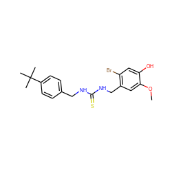 COc1cc(CNC(=S)NCc2ccc(C(C)(C)C)cc2)c(Br)cc1O ZINC000028881916