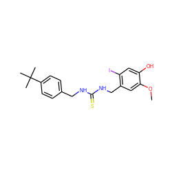 COc1cc(CNC(=S)NCc2ccc(C(C)(C)C)cc2)c(I)cc1O ZINC000028881921