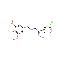 COc1cc(CNCc2c[nH]c3ccc(Cl)cc23)cc(OC)c1OC ZINC000473113373