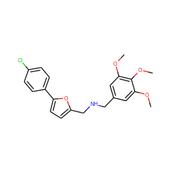 COc1cc(CNCc2ccc(-c3ccc(Cl)cc3)o2)cc(OC)c1OC ZINC000060844028