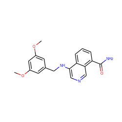 COc1cc(CNc2cncc3c(C(N)=O)cccc23)cc(OC)c1 ZINC000166903235