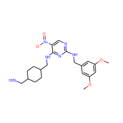 COc1cc(CNc2ncc([N+](=O)[O-])c(NCC3CCC(CN)CC3)n2)cc(OC)c1 ZINC000028898602