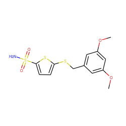 COc1cc(CSc2ccc(S(N)(=O)=O)s2)cc(OC)c1 ZINC001772600580