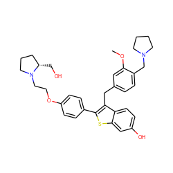 COc1cc(Cc2c(-c3ccc(OCCN4CCC[C@@H]4CO)cc3)sc3cc(O)ccc23)ccc1CN1CCCC1 ZINC000027879165