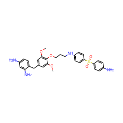 COc1cc(Cc2ccc(N)cc2N)cc(OC)c1OCCCNc1ccc(S(=O)(=O)c2ccc(N)cc2)cc1 ZINC000028089858