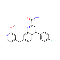 COc1cc(Cc2ccc3c(-c4ccc(F)cc4)cc(C(N)=O)nc3c2)ccn1 ZINC000205651397