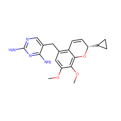 COc1cc(Cc2cnc(N)nc2N)c2c(c1OC)O[C@@H](C1CC1)C=C2 ZINC000001486728