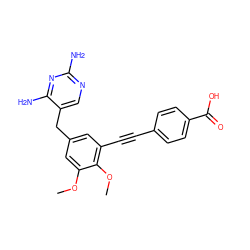 COc1cc(Cc2cnc(N)nc2N)cc(C#Cc2ccc(C(=O)O)cc2)c1OC ZINC000029487623