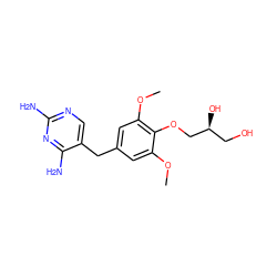 COc1cc(Cc2cnc(N)nc2N)cc(OC)c1OC[C@@H](O)CO ZINC000028018276