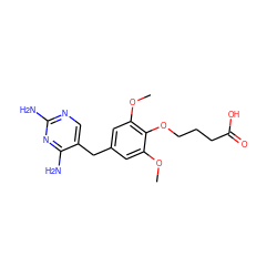 COc1cc(Cc2cnc(N)nc2N)cc(OC)c1OCCCC(=O)O ZINC000026831697