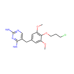 COc1cc(Cc2cnc(N)nc2N)cc(OC)c1OCCCCl ZINC000028090107