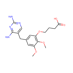 COc1cc(Cc2cnc(N)nc2N)cc(OCCCC(=O)O)c1OC ZINC000034801937