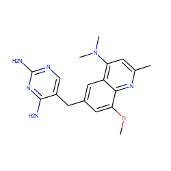 COc1cc(Cc2cnc(N)nc2N)cc2c(N(C)C)cc(C)nc12 ZINC000029565525