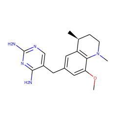 COc1cc(Cc2cnc(N)nc2N)cc2c1N(C)CC[C@@H]2C ZINC000000004268