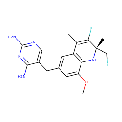 COc1cc(Cc2cnc(N)nc2N)cc2c1N[C@@](C)(CF)C(F)=C2C ZINC000000603382