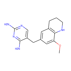 COc1cc(Cc2cnc(N)nc2N)cc2c1NCCC2 ZINC000029563367