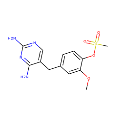 COc1cc(Cc2cnc(N)nc2N)ccc1OS(C)(=O)=O ZINC000013726795