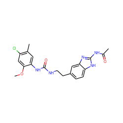 COc1cc(Cl)c(C)cc1NC(=O)NCCc1ccc2[nH]c(NC(C)=O)nc2c1 ZINC000071318116